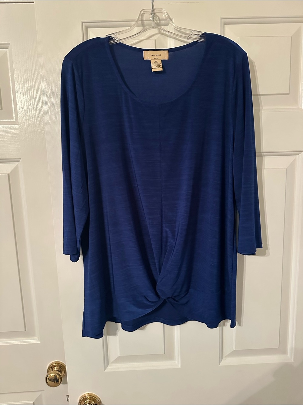 Diana Belle Cobalt Blue Twist-Front Scoop Neck Blouse